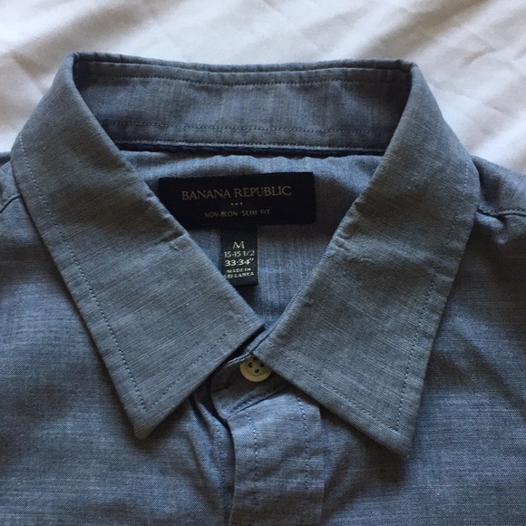 Vtg Banana Republic Chambray L/S Button Up sz M - Picture 2 of 4